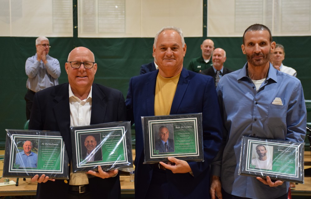 Alfred DeStefanis, Rob McGrorty and John Salvi were inducted into the Locust Valley High School athletic hall of fame on Sept. 22 along with Robert DeStefanis, who could not attend.