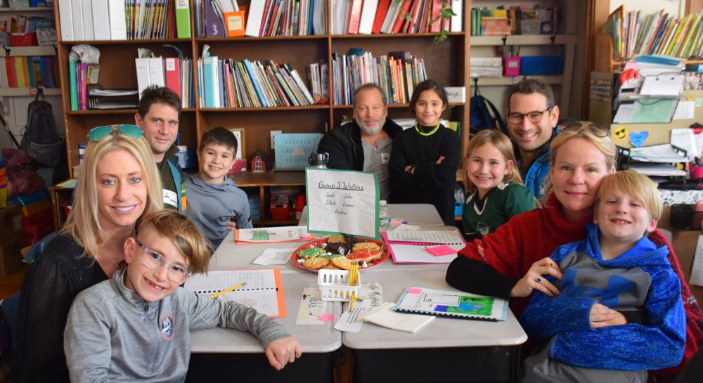 Ms. Yanez's third-grade students at LVI read their parents books they created for class.