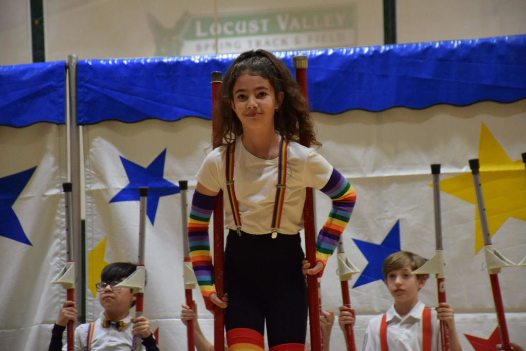 Locust Valley Intermediate School student Charlie Ruotolo-Jampol performs on stilts at the LVI Circus on March 10.