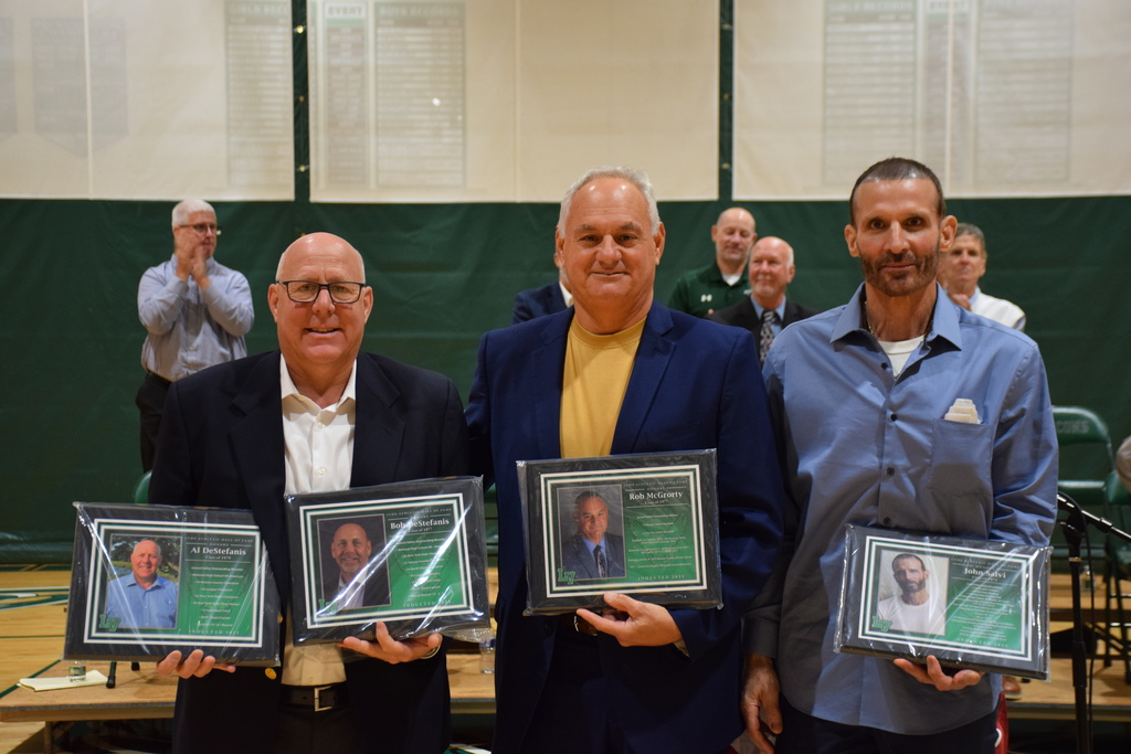 Alfred DeStefanis, Rob McGrorty and John Salvi were inducted into the Locust Valley High School athletic hall of fame on Sept. 22 along with Robert DeStefanis, who could not attend.